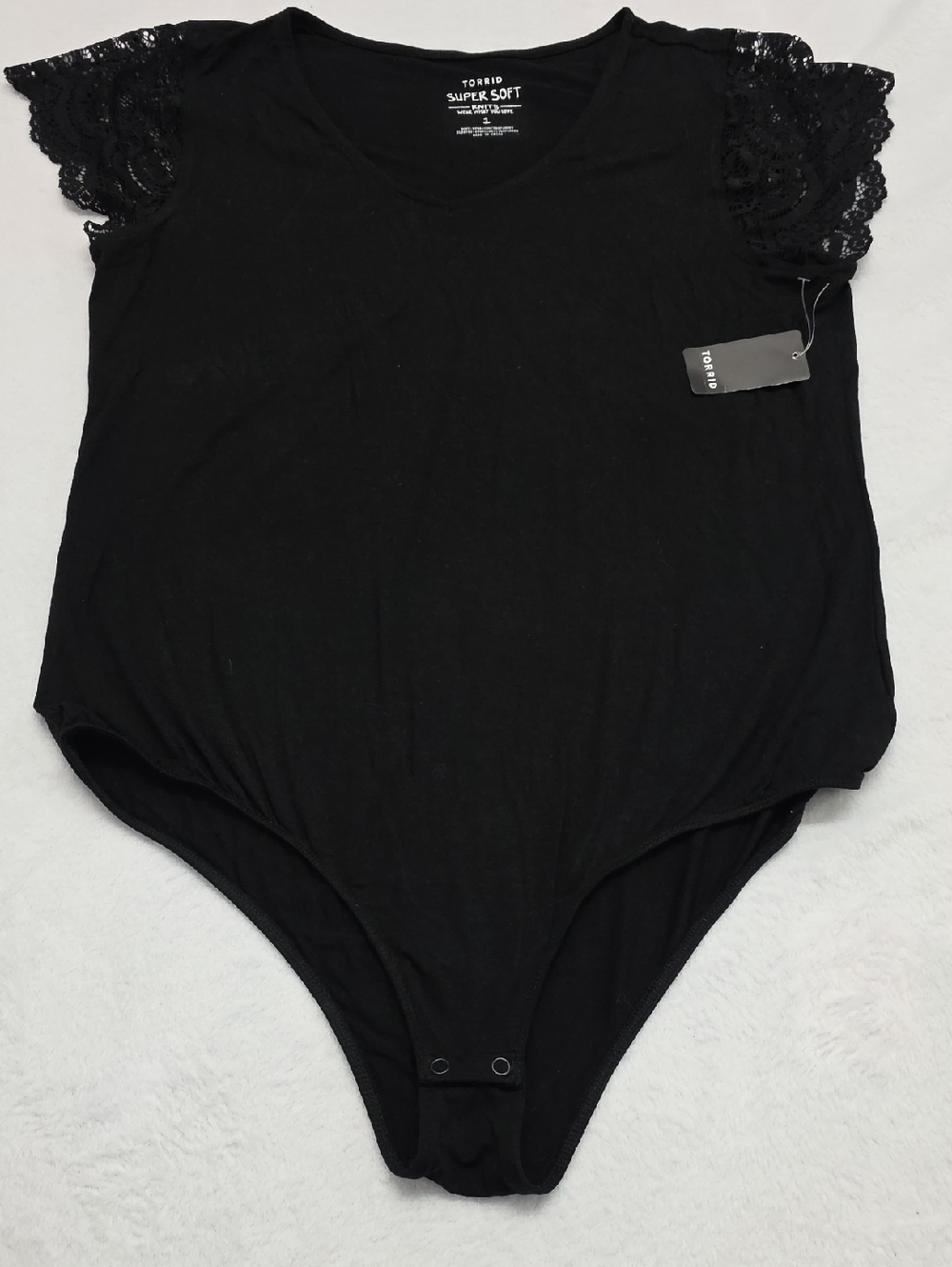 Torrid Black Knit Bodysuit Lace Super Soft 1X